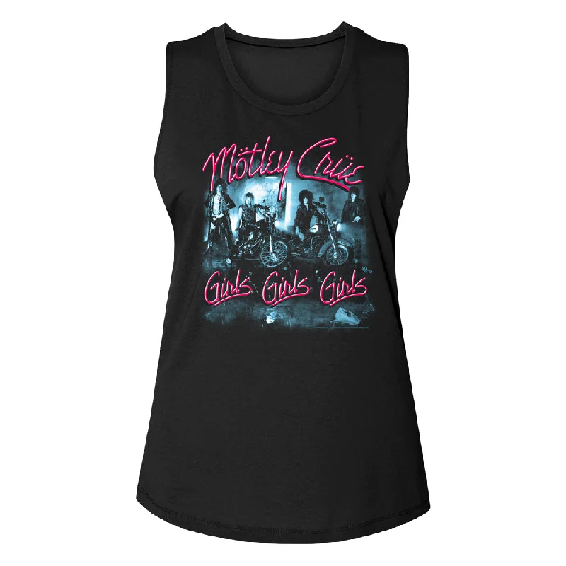 Motley Crue Girls Girls Girls Ladies Muscle Black Tank Top