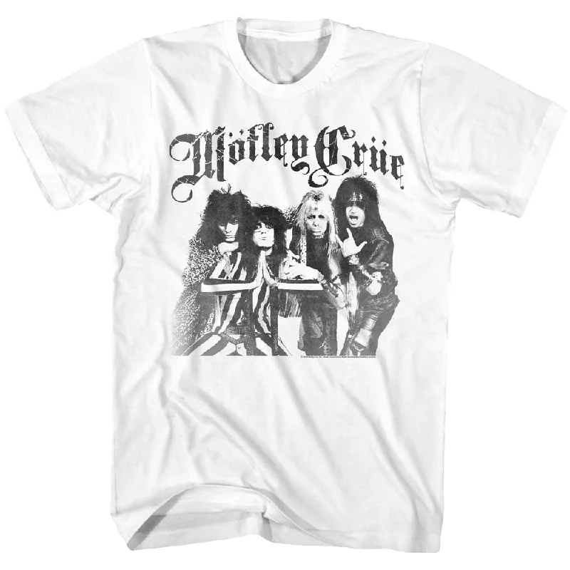 Motley Crue Group Portrait Adult White Tall Shirt