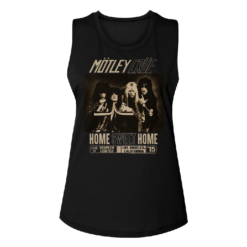 Motley Crue Home Sweet Home Ladies Muscle Black Tank Top