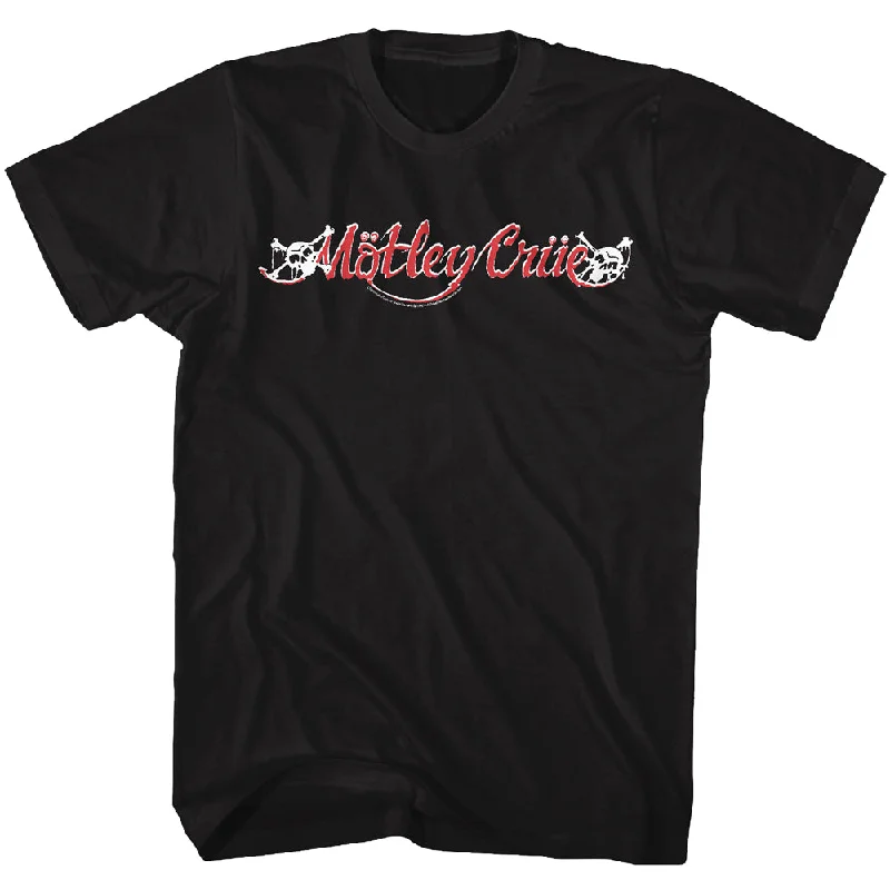 Motley Crue Red and White Logo Adult Black Tall Shirt