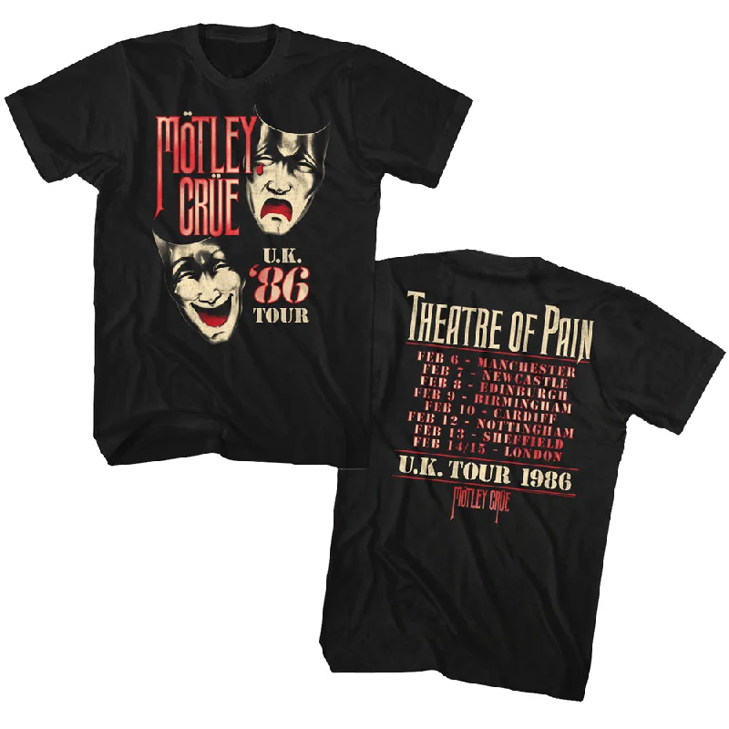 Motley Crue UK 1986 Tour Front and Back Adult Black Tee Shirt