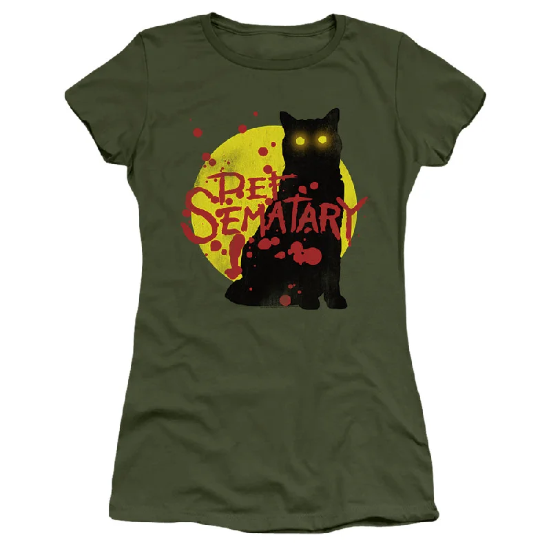 Pet Sematary Juniors T-Shirt Glowing Eyes Cat Military Tee