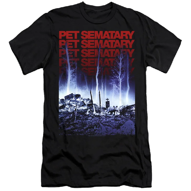 Pet Sematary Slim Fit T-Shirt Repeat Black Tee