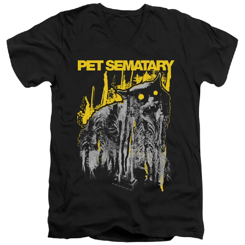 Pet Sematary Slim Fit V-Neck T-Shirt Decayed Cat Black