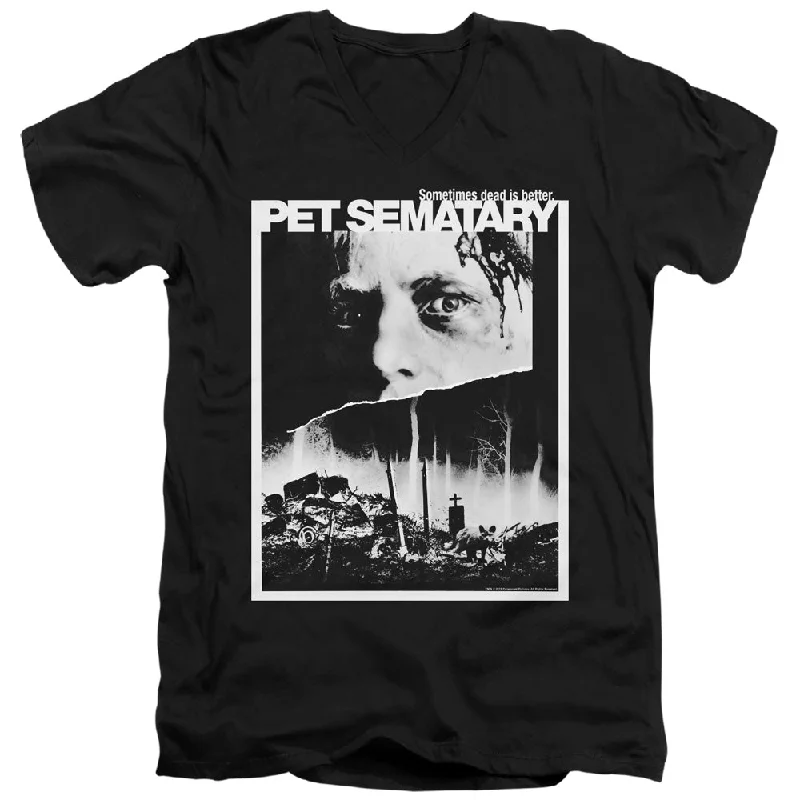 Pet Sematary Slim Fit V-Neck T-Shirt Movie Poster Artwork Black