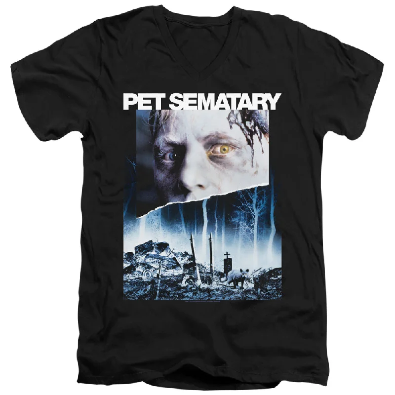 Pet Sematary Slim Fit V-Neck T-Shirt Movie Poster Black