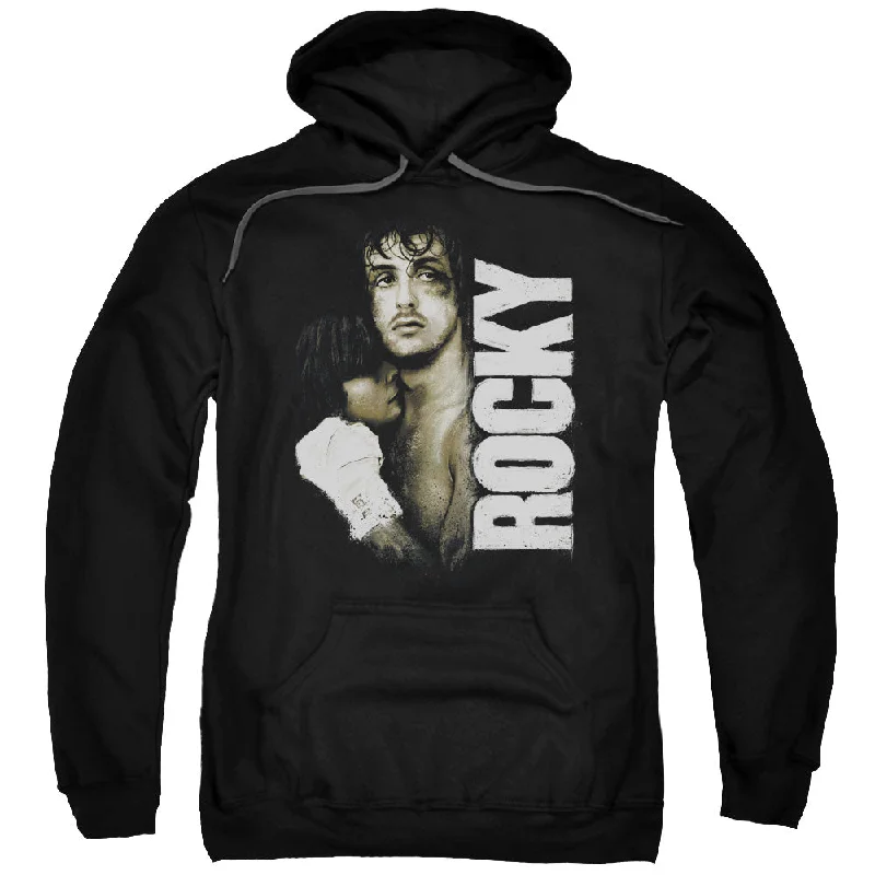 Rocky Hoodie Serious Portrait Black Hoody