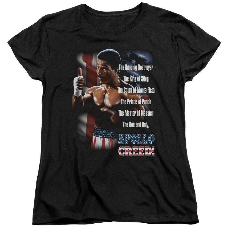 Rocky II Womens T-Shirt One and Only Apollo Creed Black Tee