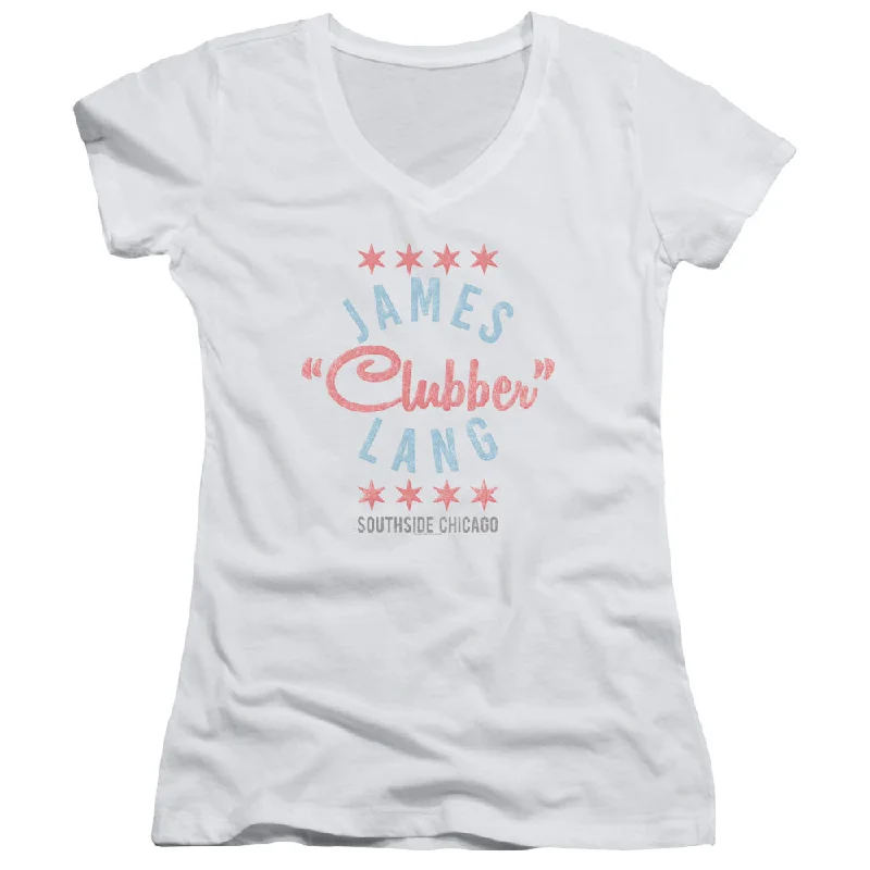 Rocky III Juniors V-Neck T-Shirt James Clubber Lang White Tee