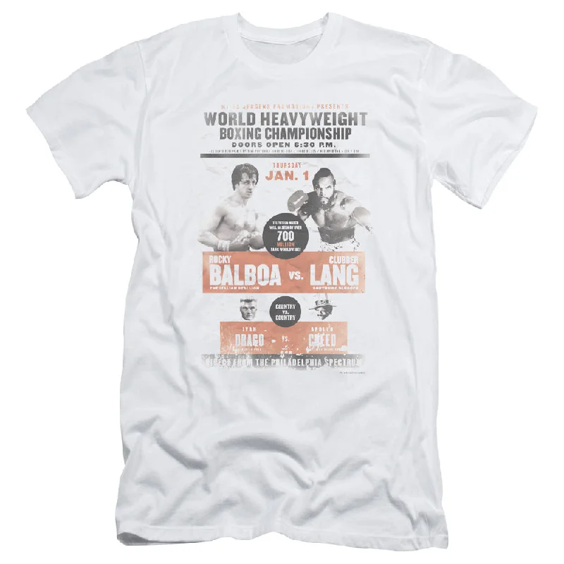 Rocky III Slim Fit T-Shirt Boxing Championship Poster White Tee