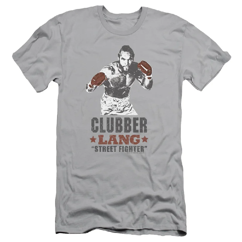 Rocky III Slim Fit T-Shirt Clubber Lang Street Fighter Silver Tee