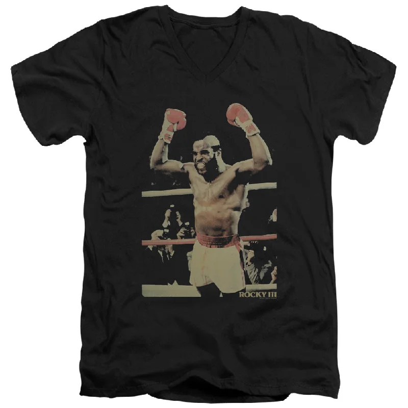 Rocky III Slim Fit V-Neck T-Shirt Clubber Lang Win Pose Black Tee