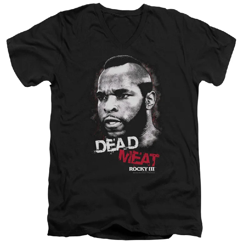 Rocky III Slim Fit V-Neck T-Shirt Dead Meat Black Tee