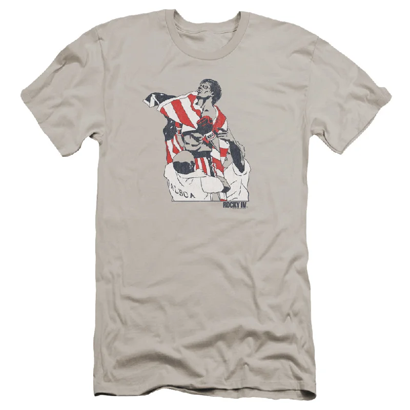 Rocky IV Premium Canvas T-Shirt Wrapped in American Flag Silver Tee