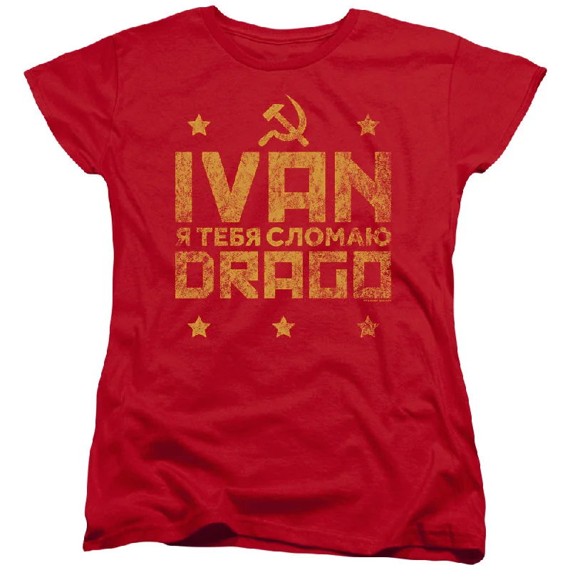 Rocky IV Womens T-Shirt Ivan Drago Hammer and Sickle Red Tee