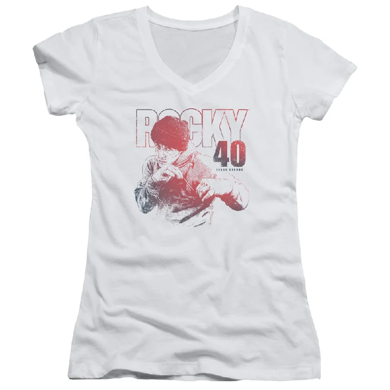 Rocky Juniors V-Neck T-Shirt 40 Years Strong White Tee