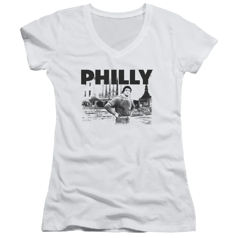 Rocky Juniors V-Neck T-Shirt Philly White Tee