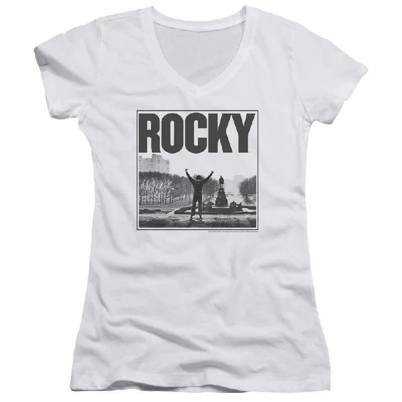 Rocky Juniors V-Neck T-Shirt Top of the Stairs White Tee