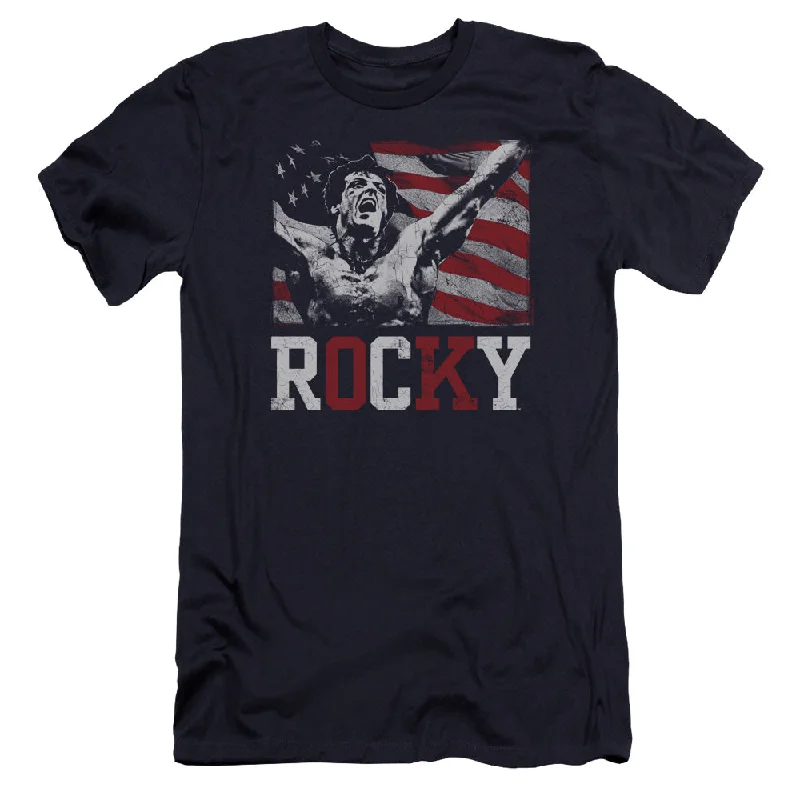 Rocky Premium Canvas T-Shirt Flag Champion Navy Tee