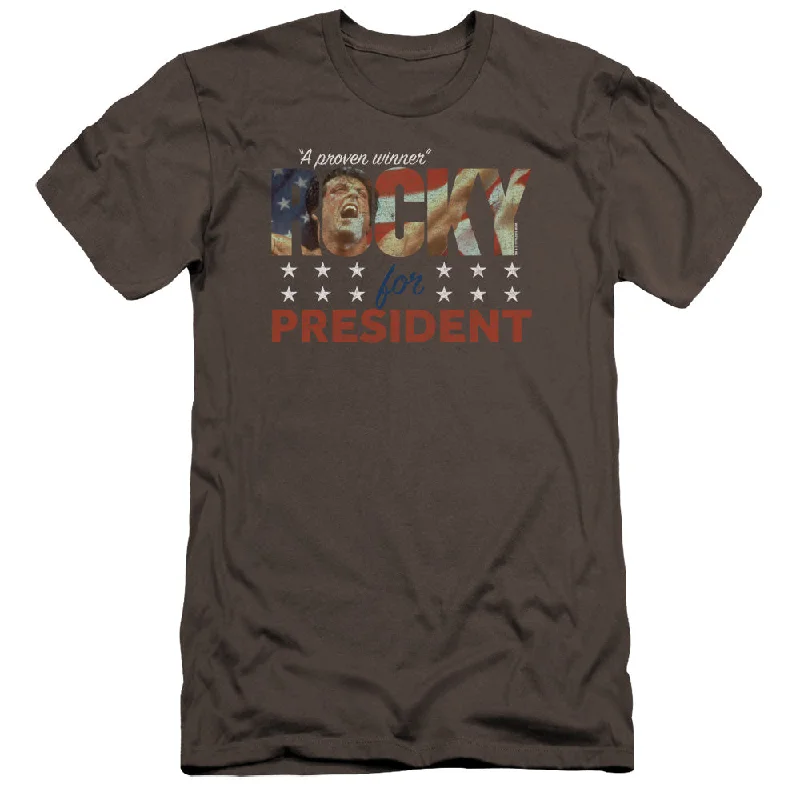 Rocky Premium Canvas T-Shirt Rocky For President Charcoal Tee