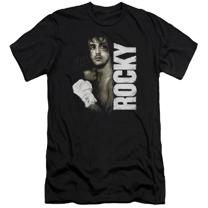 Rocky Premium Canvas T-Shirt Serious Portrait Black Tee