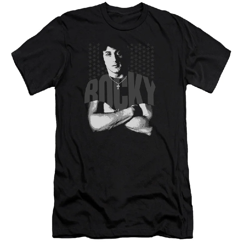 Rocky Premium Canvas T-Shirt Stars Black Tee