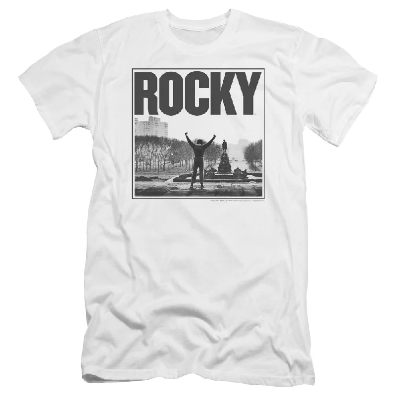 Rocky Premium Canvas T-Shirt Top of the Stairs White Tee