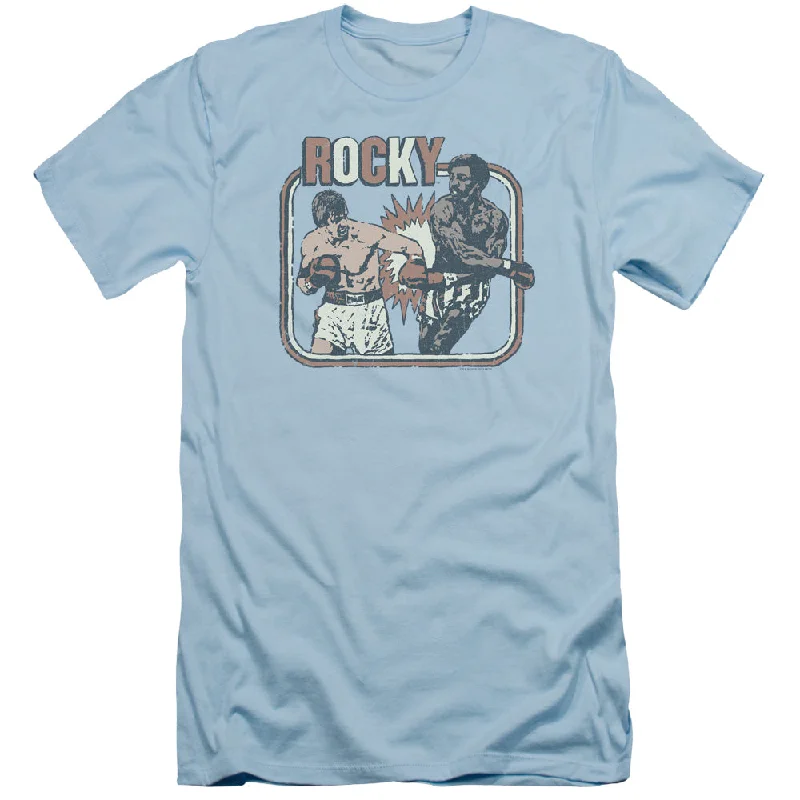 Rocky Slim Fit T-Shirt Balboa and Creed Fight Light Blue Tee