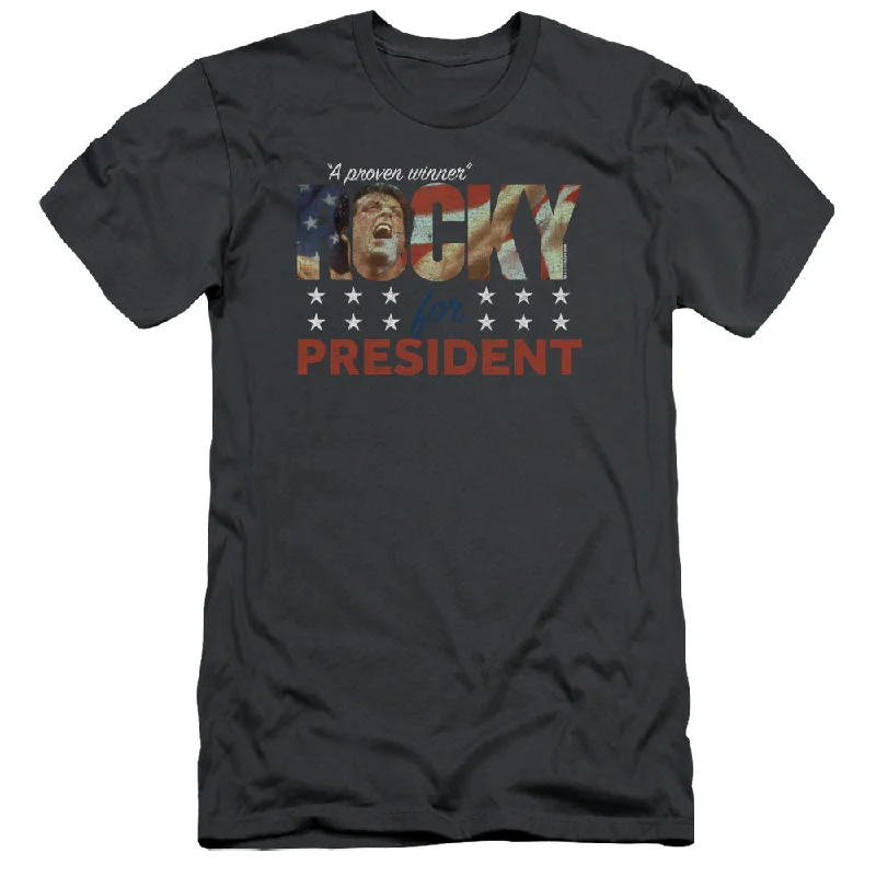 Rocky Slim Fit T-Shirt Rocky For President Charcoal Tee