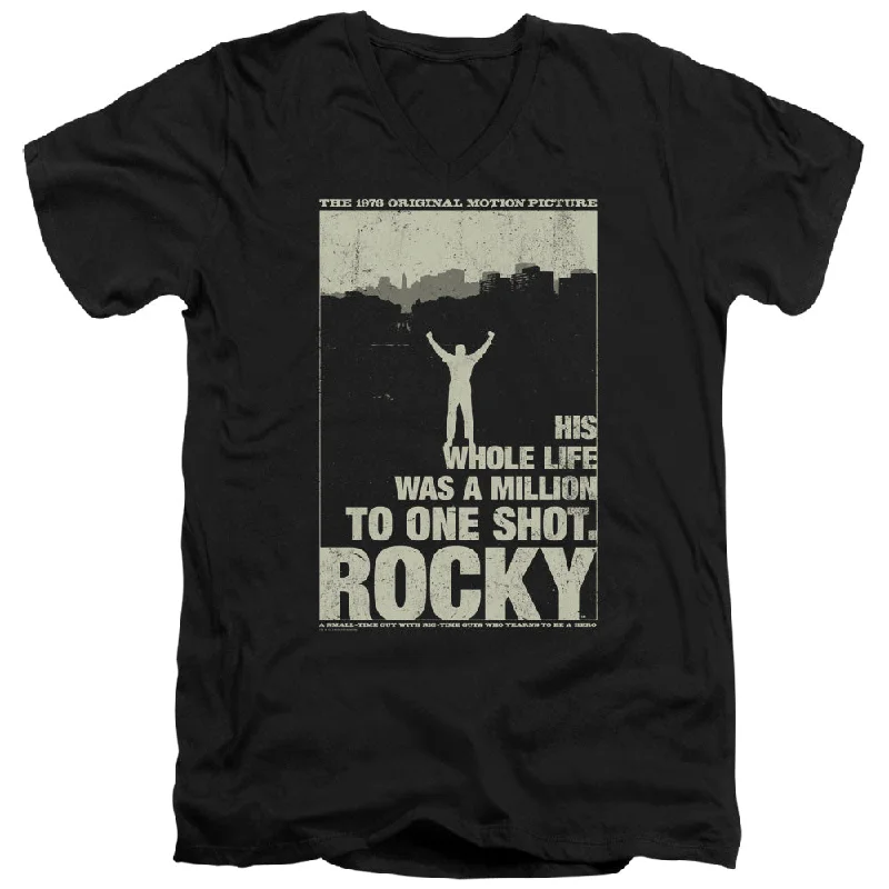 Rocky Slim Fit V-Neck T-Shirt Million to One Shot Black Tee