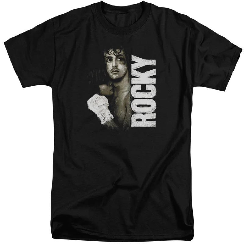 Rocky Tall T-Shirt Serious Portrait Black Tee