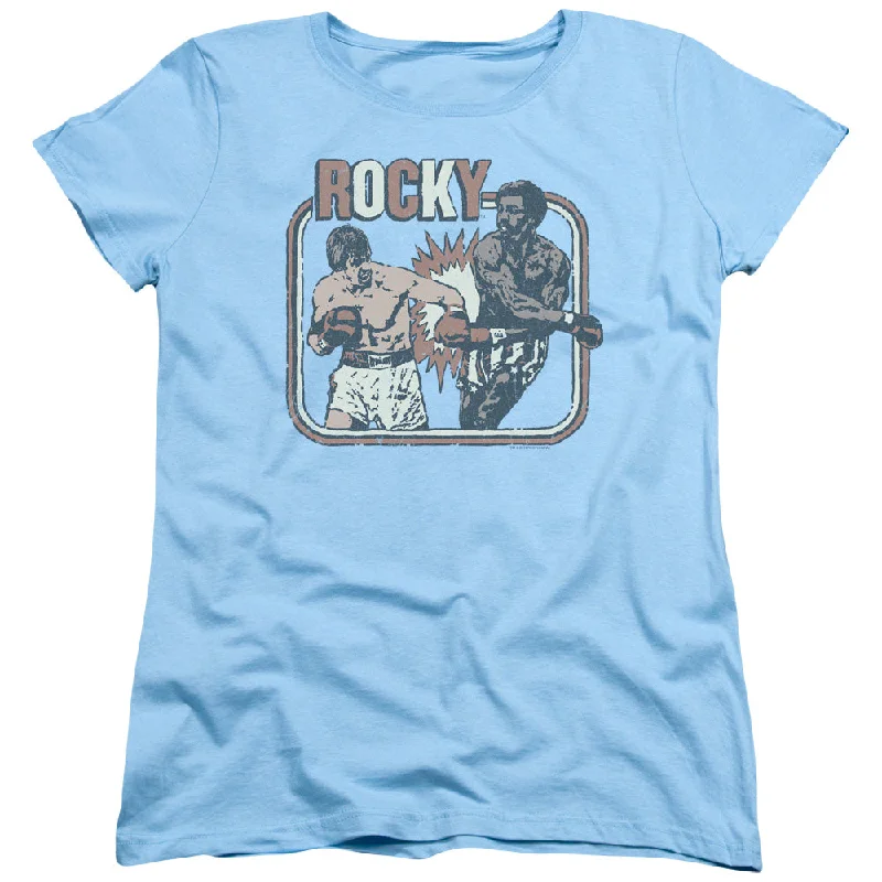 Rocky Womens T-Shirt Balboa and Creed Fight Light Blue Tee