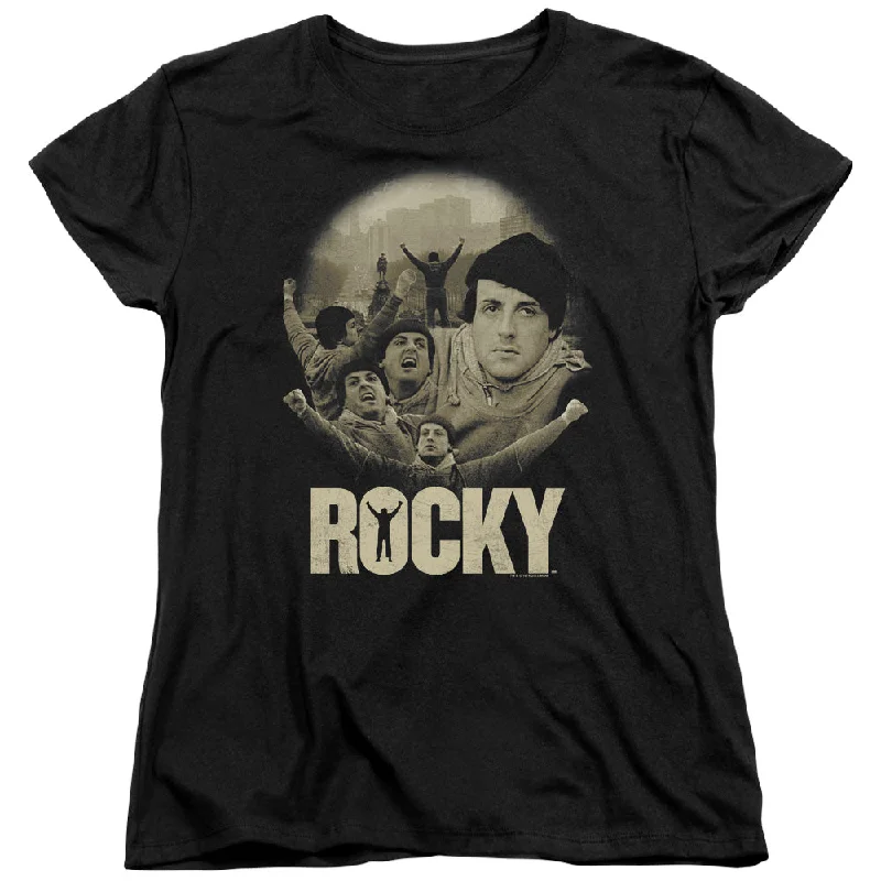 Rocky Womens T-Shirt Balboa Collage Black Tee