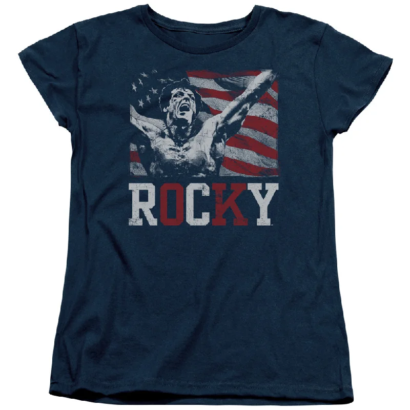 Rocky Womens T-Shirt Flag Champion Navy Tee