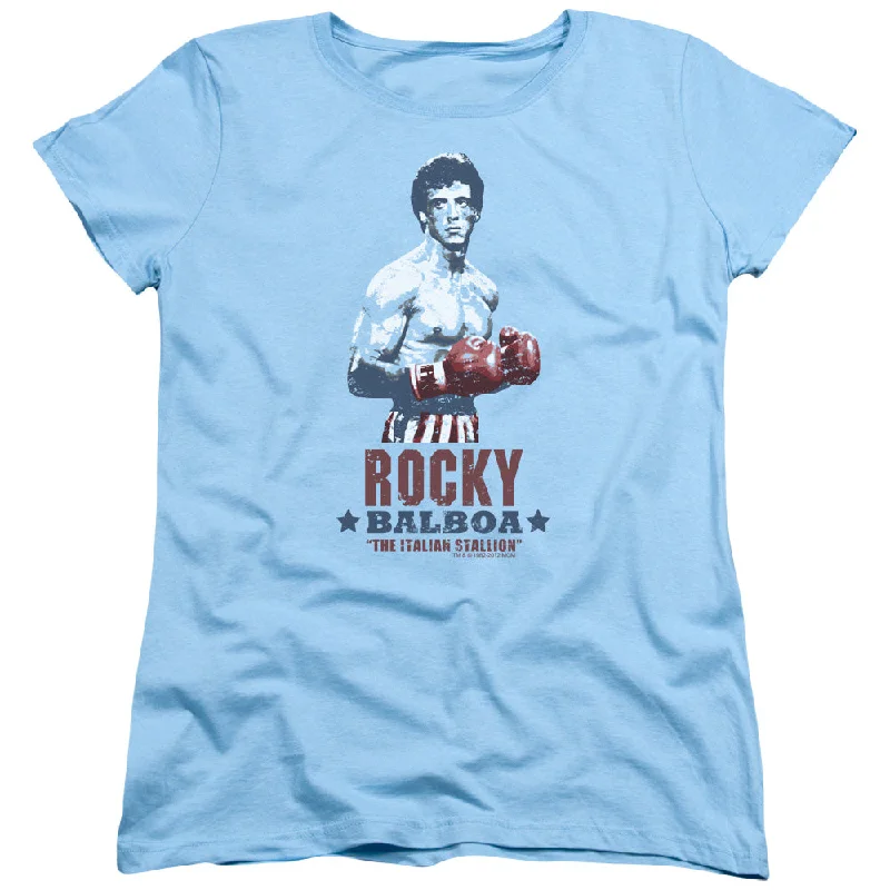 Rocky Womens T-Shirt Italian Stallion Boxing Light Blue Tee