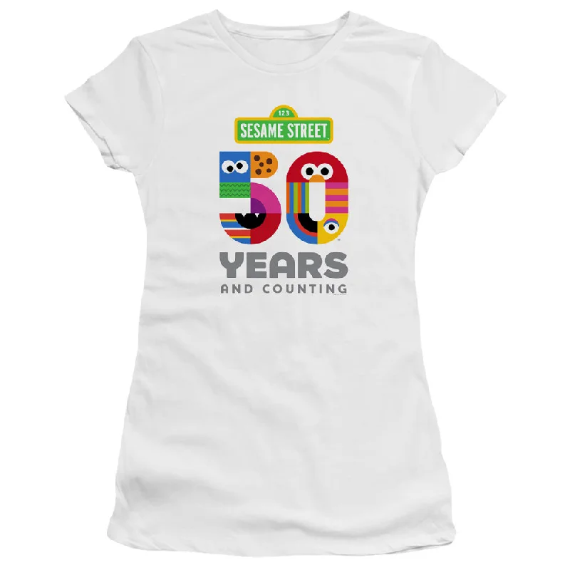 Sesame Street Juniors Premium T-Shirt 50th Anniversary Logo White