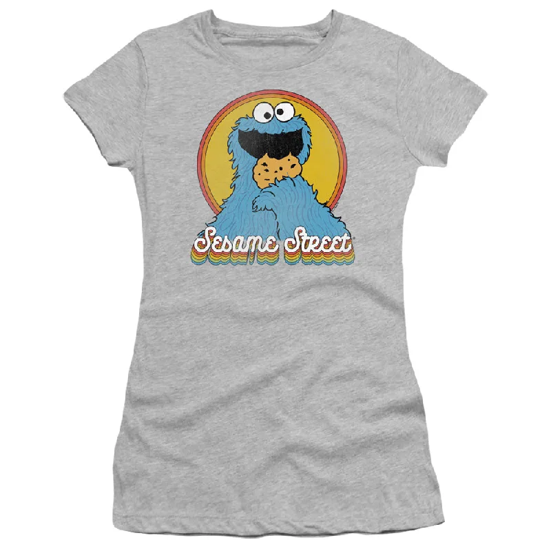 Sesame Street Juniors T-Shirt Cookie Monster Rainbow Heather Tee