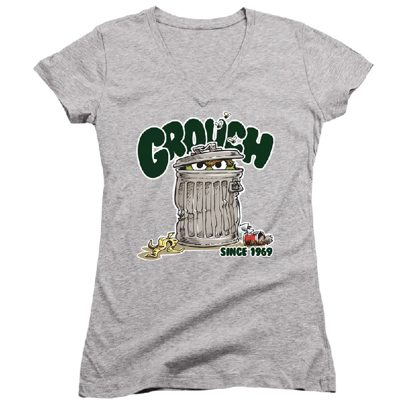 Sesame Street Juniors V-Neck Grouch Since 1969 Heather Tee