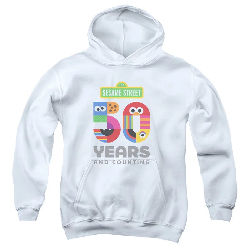 Sesame Street Kids Hoodie 50th Anniversary Logo White Hoody