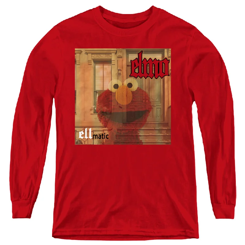 Sesame Street Kids Long Sleeve Shirt Elmo Ellmatic Red Tee