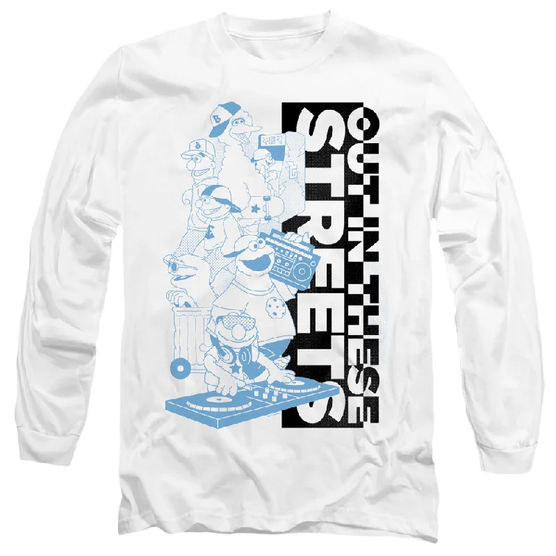 Sesame Street Long Sleeve T-Shirt Out in These Streets White Tee