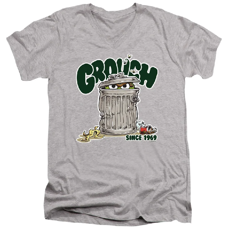 Sesame Street Slim Fit V-Neck Grouch Since 1969 Heather Tee