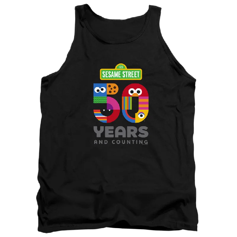 Sesame Street Tanktop 50th Anniversary Logo Black Tank