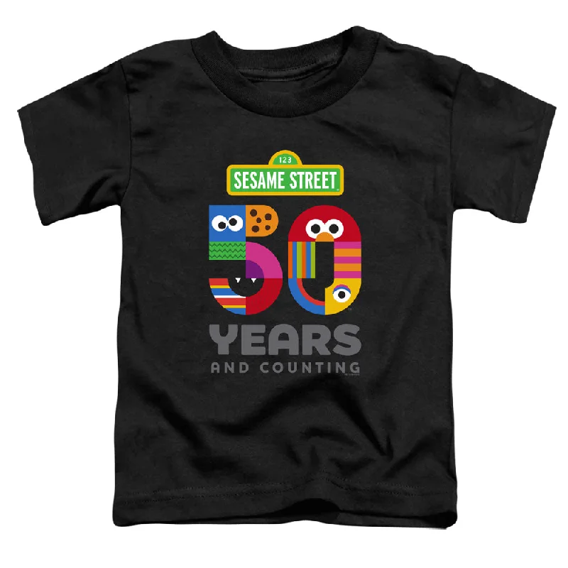 Sesame Street Toddler T-Shirt 50th Anniversary Logo Black Tee