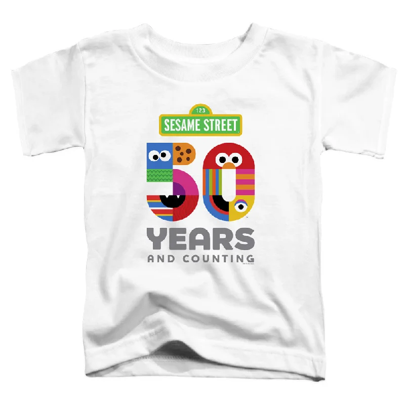 Sesame Street Toddler T-Shirt 50th Anniversary Logo White Tee