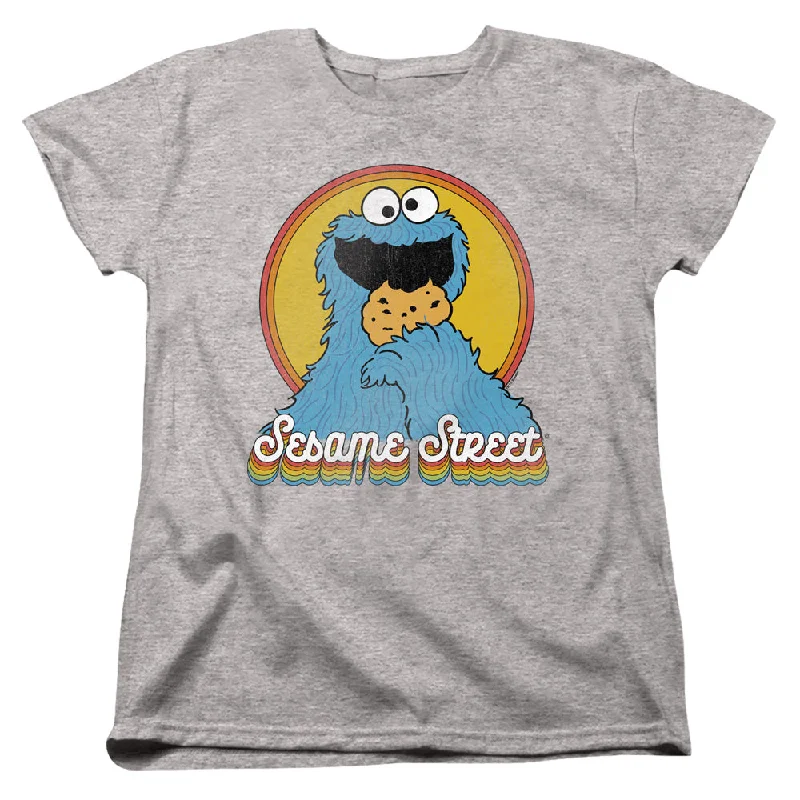 Sesame Street Womens T-Shirt Cookie Monster Rainbow Heather Tee