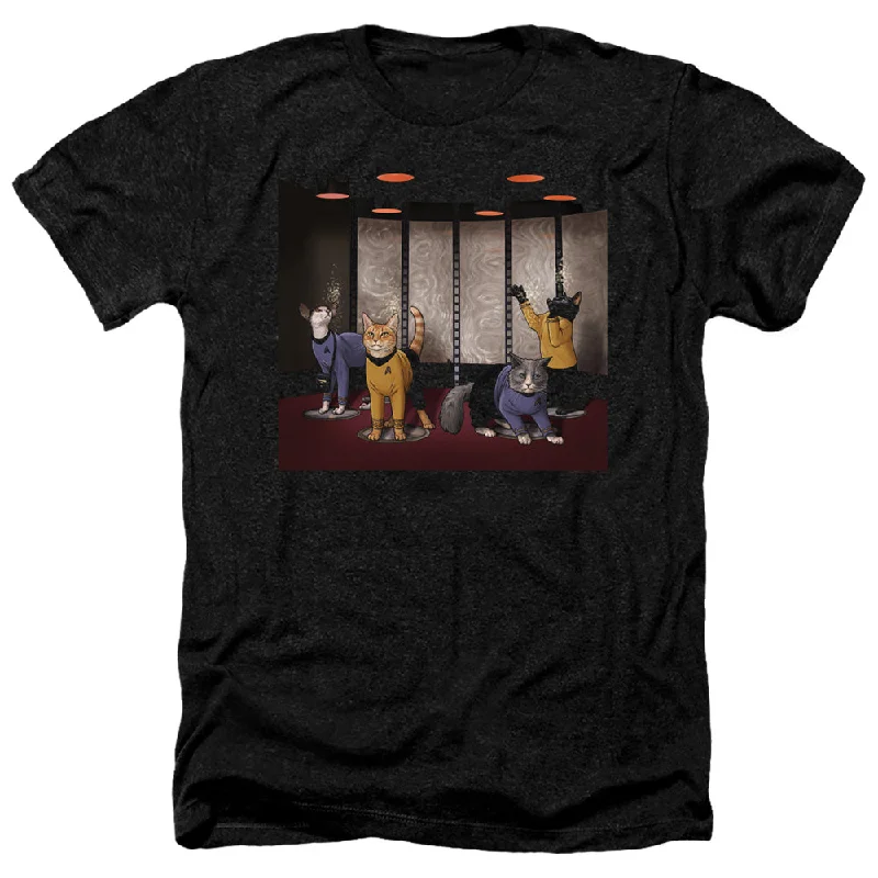 Star Trek Heather T-Shirt Beam Meow Up Black Tee