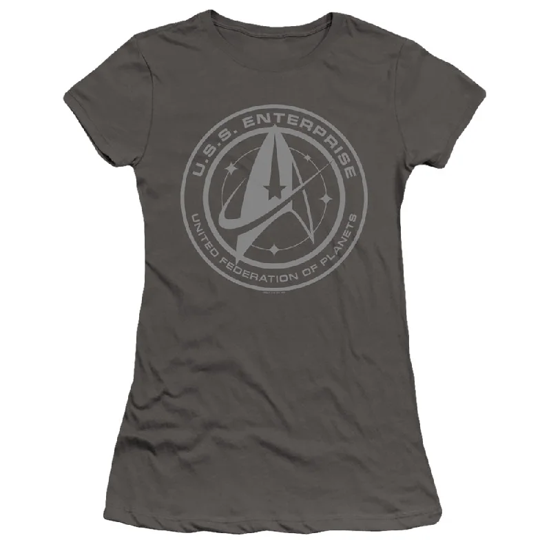 Star Trek Juniors T-Shirt Enterprise Crest Charcoal Premium Tee