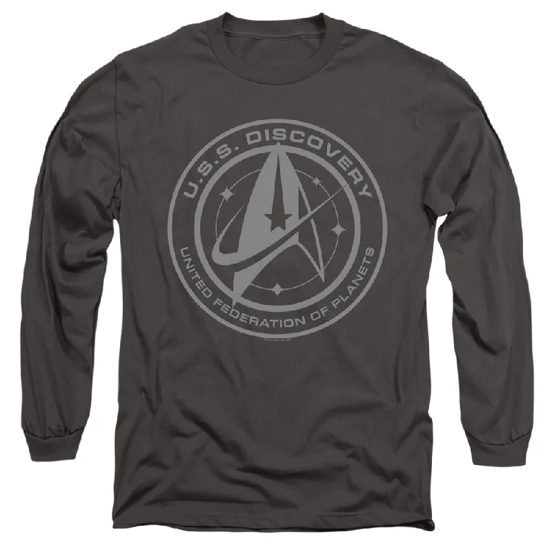 Star Trek Long Sleeve T-Shirt Discovery Crest Charcoal Tee