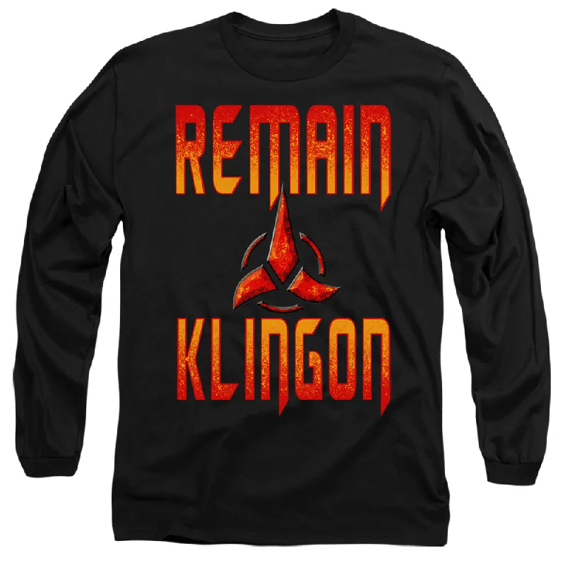 Star Trek Long Sleeve T-Shirt Remain Klingon Black Tee